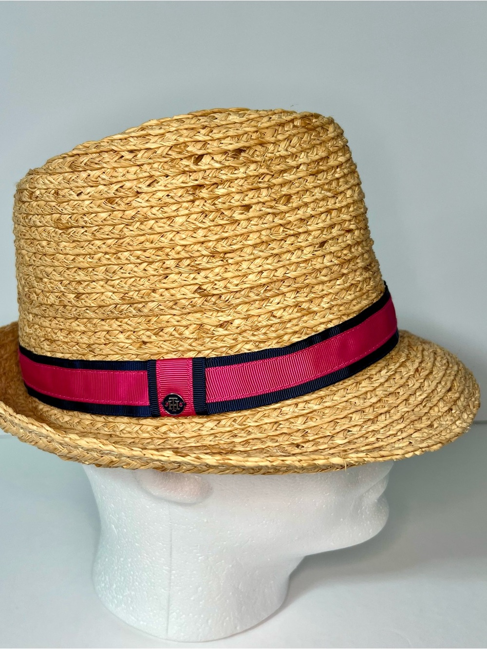Tommy Hilfiger Natural Straw Hat with Navy Trim